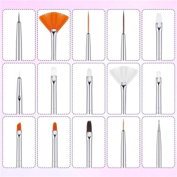 21Pieces Nail Tools Kit,Resin Nail Palette Leaf Shape Mixing Palette & 20Pieces - Picture 4 of 7